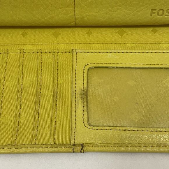 Fossil Yellow Marlow Trifold Leather Wallet - Picture 6 of 6